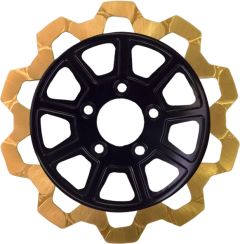 Lyndall Brakes 9 Spoke Rotor Front Blk/sgold Bow Tie 11.8"