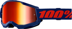 100% Strata 2 Goggle Navy Mirror Red Lens