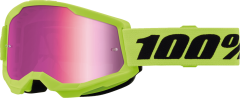 100% Strata 2 Junior Goggle Neon Yellow Mirror Pink Lens