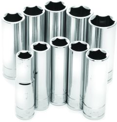 Performance Tool 10 Pc 3/8" Met Socket Set Deep  Acid Concrete