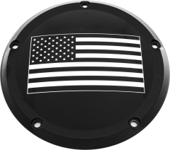 Custom Engraving 7  M8 Flt/flh Derby Cover American Flag Black