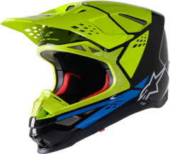 Alpinestars S.tech S-m8 Factory Helmet Blk/ylw Fluo/blue Glossy Md