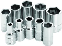 Performance Tool 10 Pc 1/4" Met Socket Set Shallow