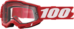 100% Accuri 2 Enduro Moto Goggle Neon Red Clear Lens