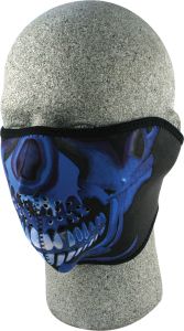 Zan Half Face Mask Blue Chrome Skull