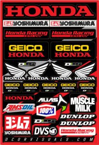 D-cor Team Geico Honda Decal Sheet 12"x18"