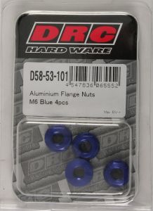 Drc Aluminum Flange Nuts Blue M6x12mm 4/pk