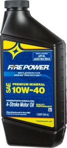 Fire Power Mineral 4-stroke Oil 10w-40 Qt 12/case