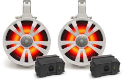 Ecoxgear 2-pack White 8' Speakers Two Amplified + Two Batteries