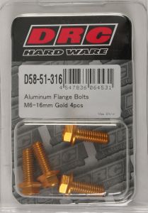 Drc Aluminum Flange Bolts Gold M6x16mm 4/pk