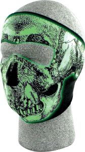 Zan Full Face Mask Black/white Skull Glow