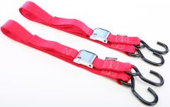 Powertye Tie-down Cam S-hook 1.5"x5.5' Red Pair