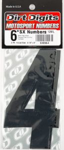 Dirt Digits #4 6" Black Super X Digits 3/pk