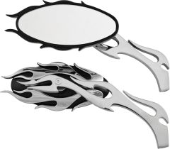 Harddrive Mirrors Flame W/flame Stem Black/chrome