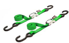 Powertye Tie-down Cam S-hook 1"x5.5' Green Pair