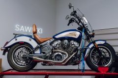 Sawicki Indian Scout Shorty Brushed Ss W/ Blk End Cap  Acid Concrete