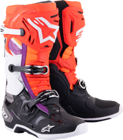 Alpinestars Tech 10 Boots Blk/flo Red/flo Org/wht Sz 10