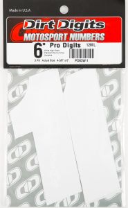 Dirt Digits #1 6" White Super X Digits 3/pk