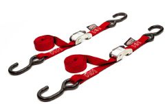 Powertye Tie-down Cam S-hook 1"x5.5' Red Pair