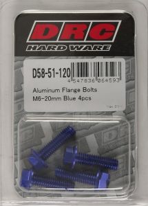 Drc Aluminum Flange Bolts Blue M6x20mm 4/pk