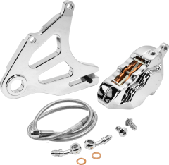 Hawg Halters Inc 4 Pist Rear Caliper Kit Chrome St 18-up