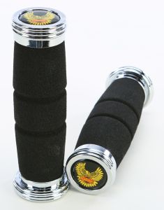 Emgo Roadhawk Grips Black W/chrome End Cap 7/8"x5.5"