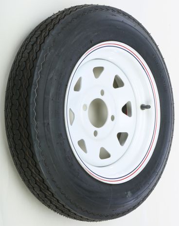 Trailer Tire & 8 Spoke Steel Wheel Assembly  White