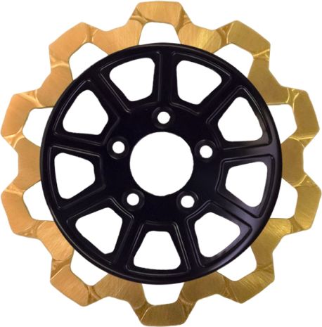 Lyndall Brakes 9 Spoke Rotor Front Blk/sgold Bow Tie 11.8"  Black/Gold