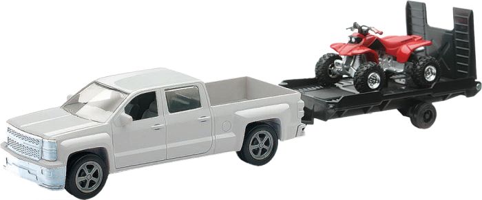 New-ray Replica 1:43 Truck/trailer/atv Chevy White/atv Red  Alpine White