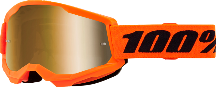 100% Strata 2 Goggle Neon Orange Mirror Gold Lens  Acid Concrete