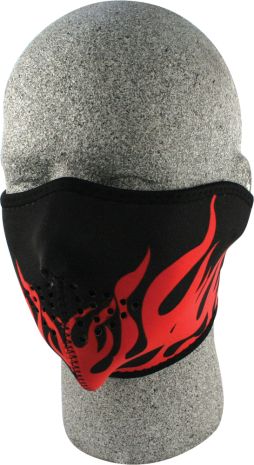 Zan Half Face Mask Red Flames  Alpine White