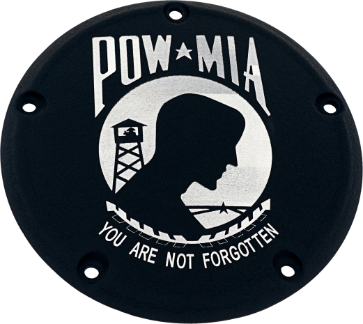 Custom Engraving 6   M8 Softail Derby Cover Pow-mia Black  Black