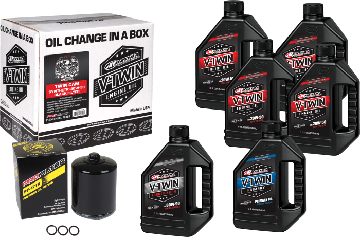 Maxima V-twin Oil Change Kit Syn Tc Black Filter  Acid Concrete