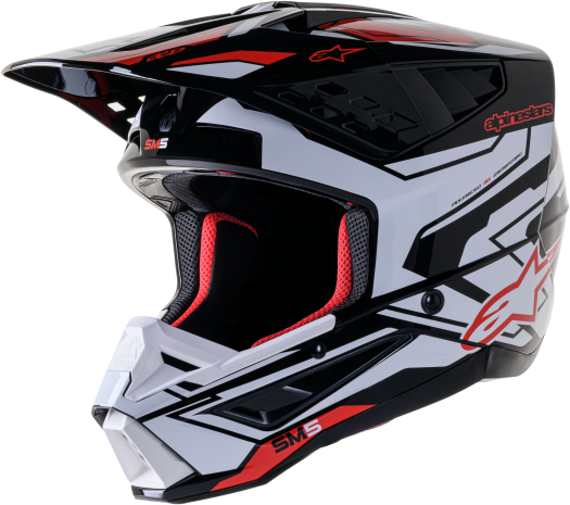 Alpinestars S-m5 Action 2 Helmet Blk/wht/brt Rd Glossy 2x 2X-Large 