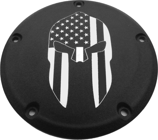 Custom Engraving 7  M8 Flt/flh Derby Cover Spartain Black  Black