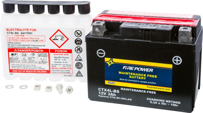 Fire Power Maintenance Free Battery With Acid  Alpine White