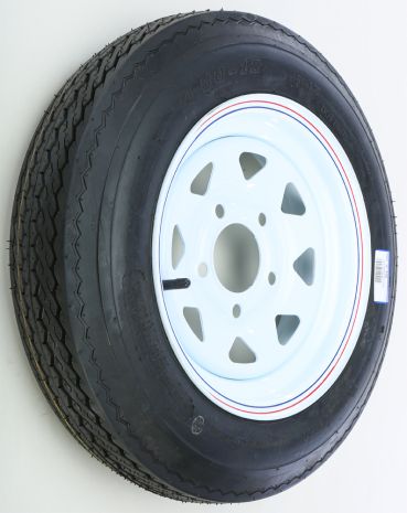 Trailer Tire & 8 Spoke Steel Wheel Assembly  White