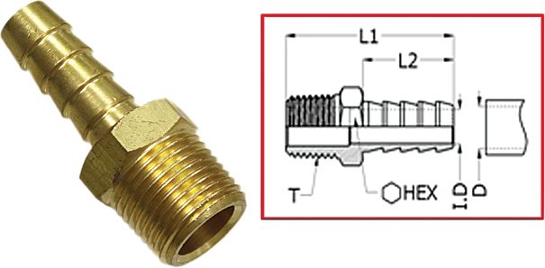 Sp1 1/4 Pipe To 3/8 Hose Barb Fitt