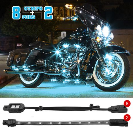 Single Color Motorcycle Led Accent Light Strip Kit  Aqua