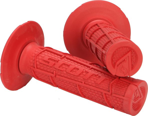 Scott Radial Full Waffle Single Density Grips - Twist Throttle  Red