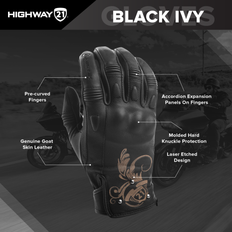 Women's Black Ivy Gloves  Black