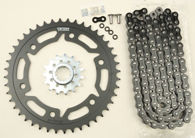 Vortex Sprocket/chain Kit Stl/stl 15/44t Sil Sx3 520-112l Blk  Black