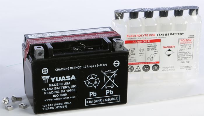 Yuasa Battery Ytx9-bs Maintenance Free  Acid Concrete