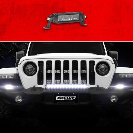 Xk Glow 6" Razor Light Bar Aux High Beam Without Harness  Acid Concrete