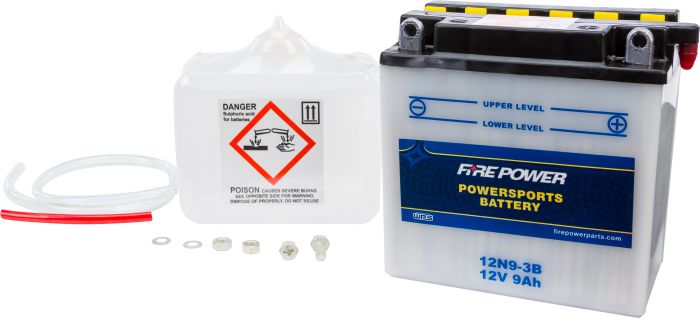 Fire Power Battery W/acid 12n9-3b 12v  Acid Concrete