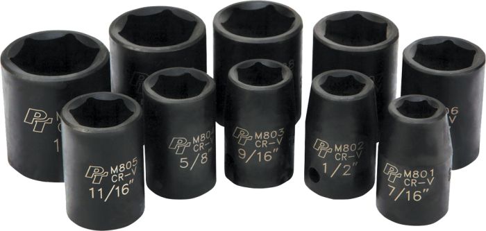 Performance Tool 10 Pc 1/2" Sae Imp Skt Set Shallow 0.5 in. Acid Concrete