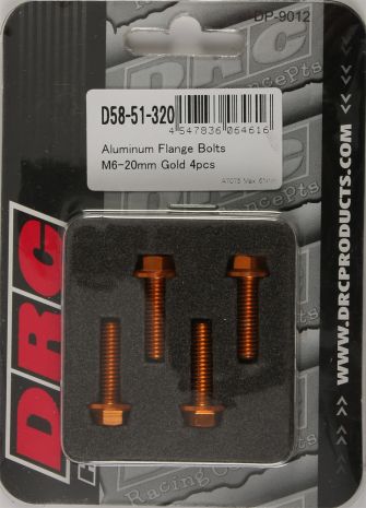 Drc Aluminum Flange Bolts Gold M6x20mm 4/pk  Gold