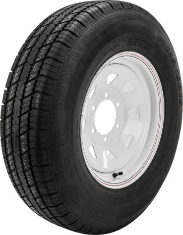 Trailer Tire & 8 Spoke Steel Wheel Assembly  White