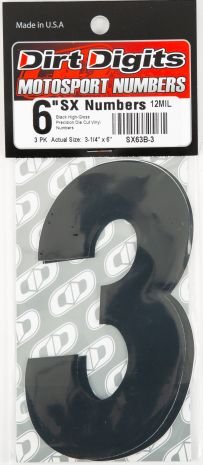 Dirt Digits #3 6" Black Super X Digits 3/pk 6 in. Black