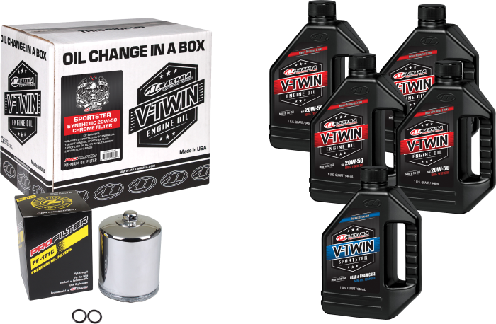 Maxima V-twin Oil Change Kit Syn Xl Chrome Filter  Acid Concrete